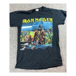 Y2K Iron Maiden England 2012 Tour Shirt Mens Small Black Graphic Metal Band Tee